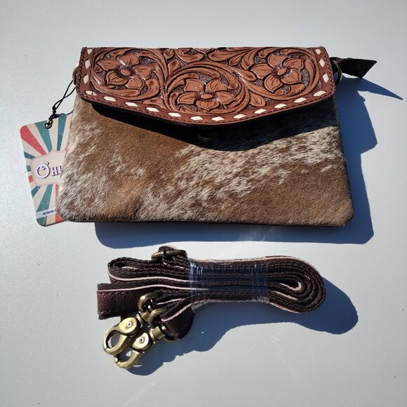Tooled handbag cattle hair nwt - Picture 3 of 3